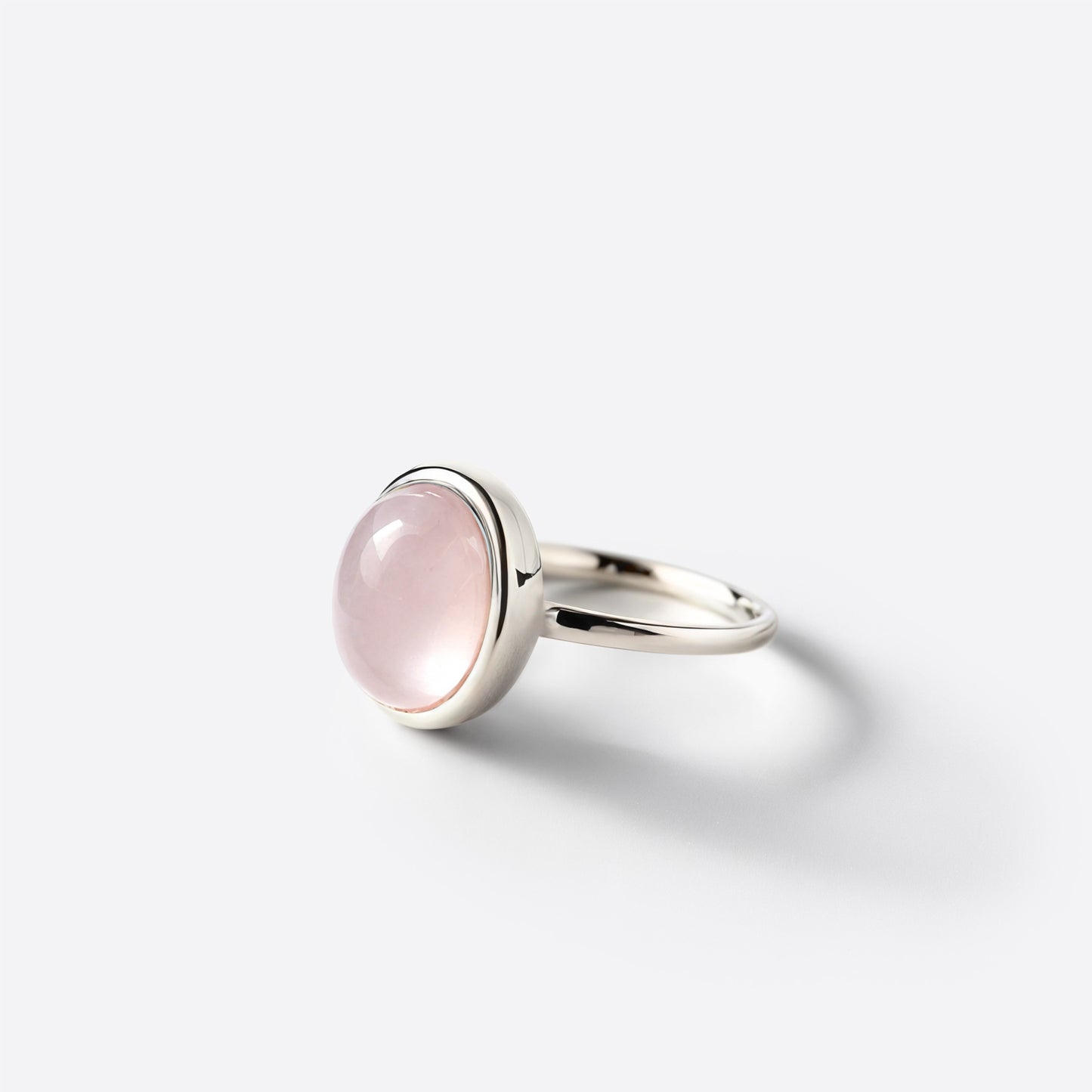 Bague petit ovale - Argent & Quartz Rose