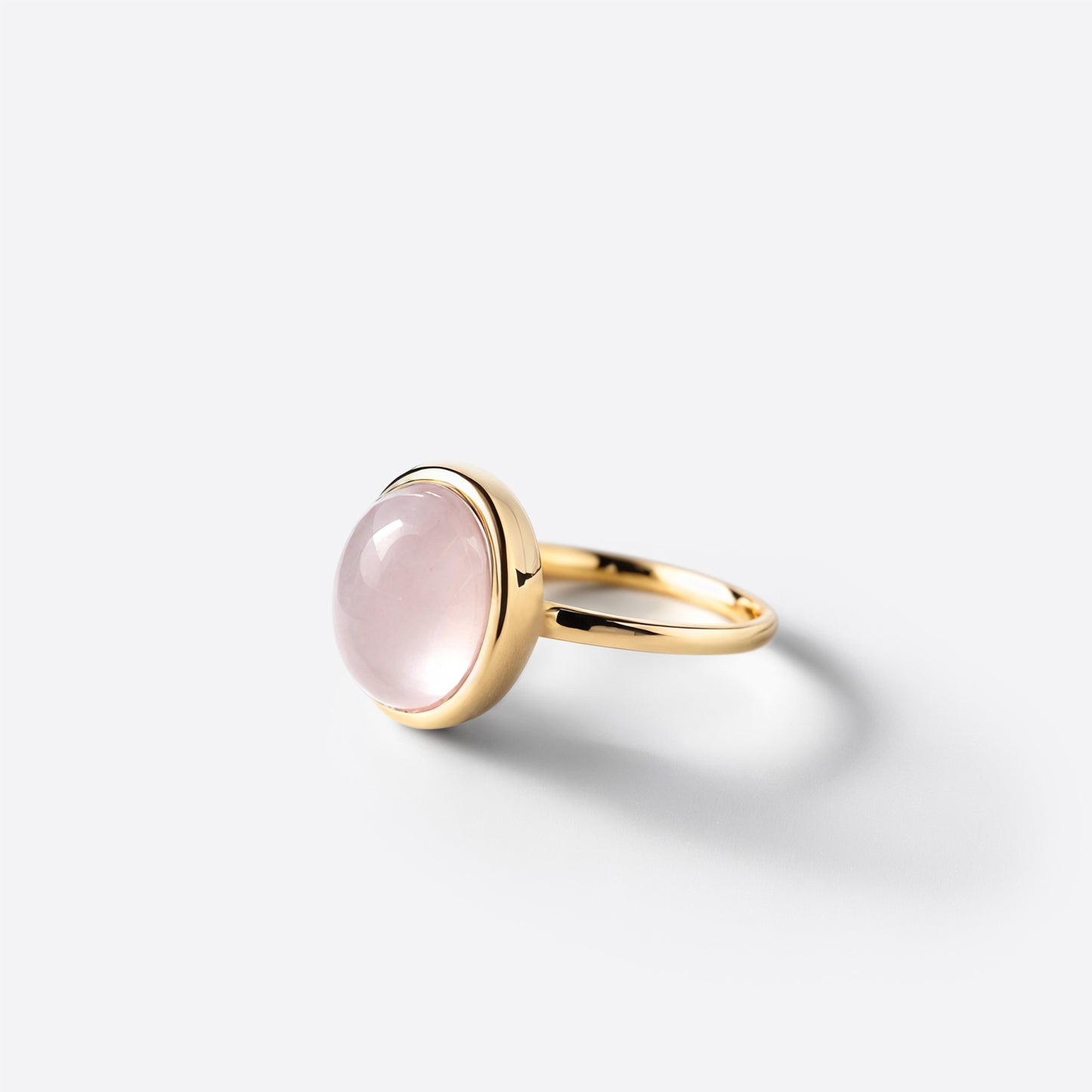 Bague petit ovale - Argent & Quartz Rose