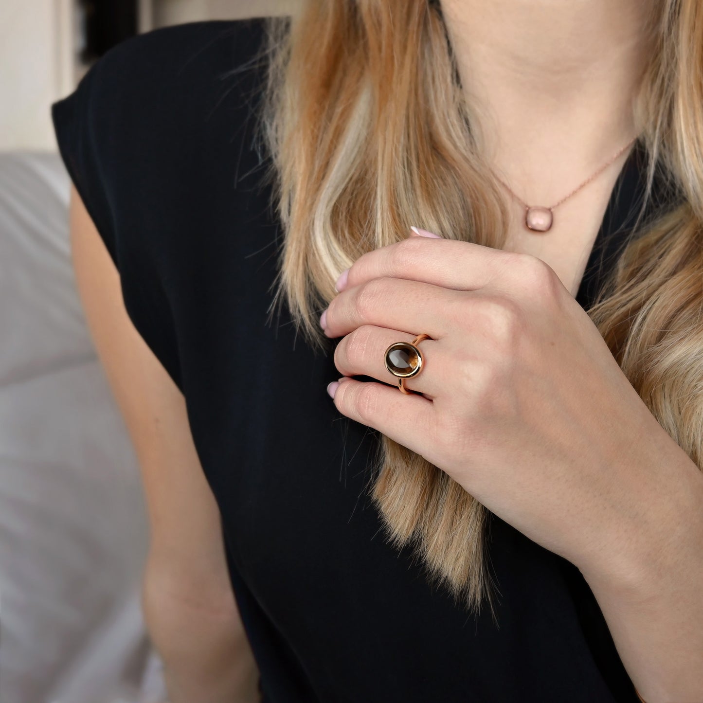 Bague petit ovale - Argent & Quartz Fumé