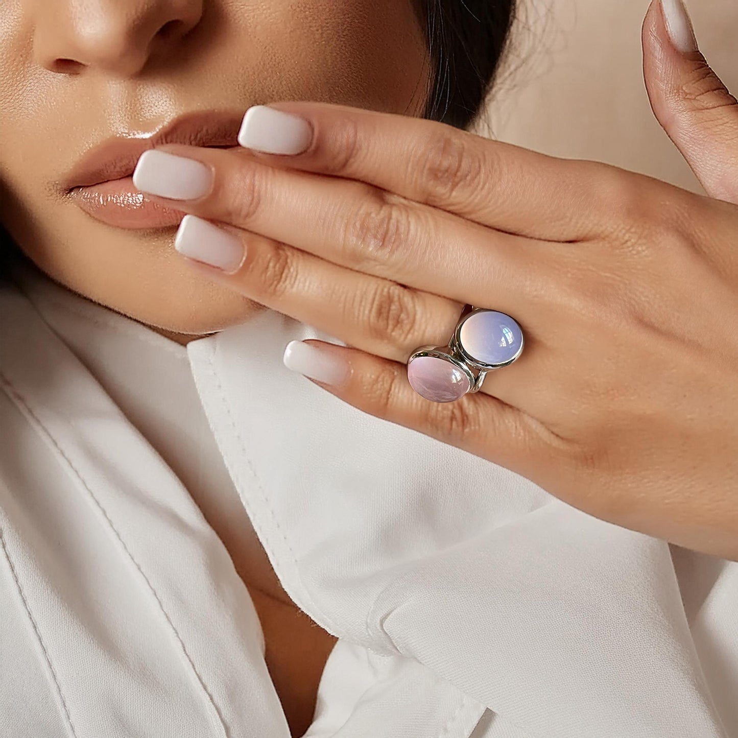 Bague Ovale - Argent & Quartz Fumé