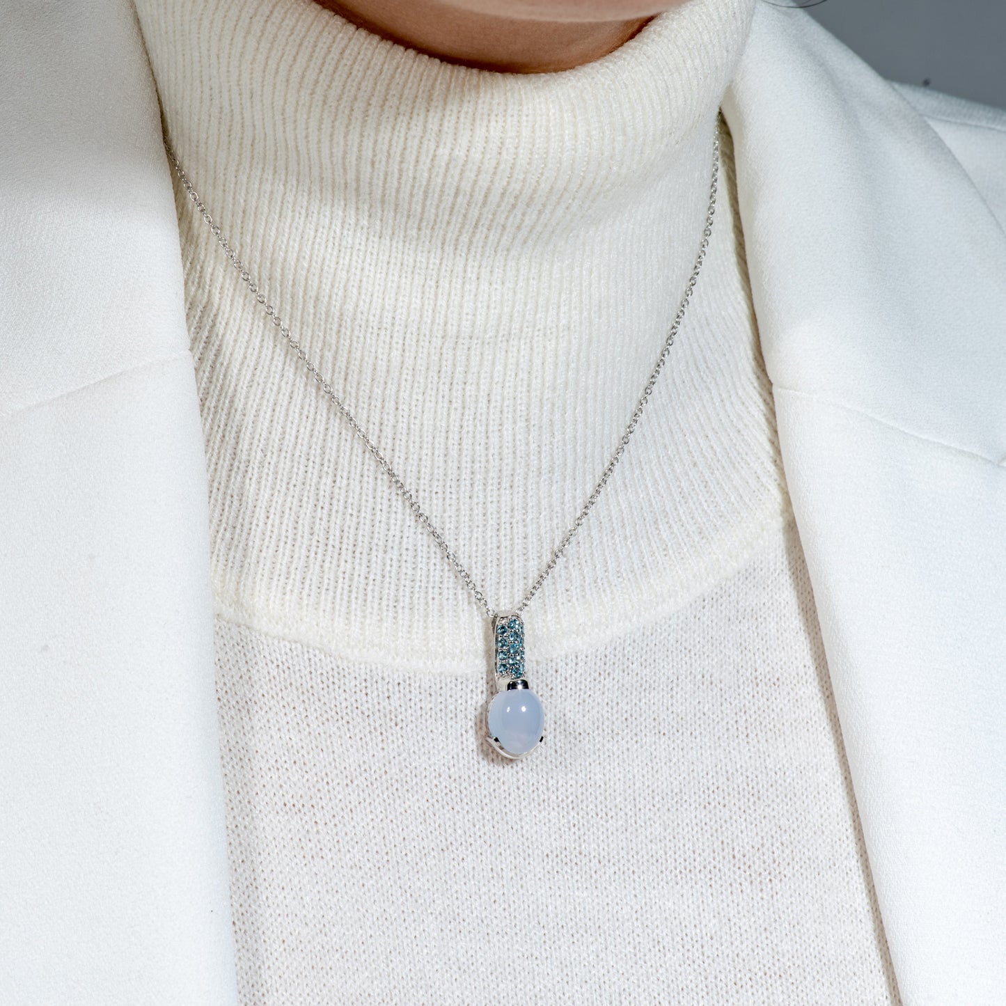 Borealis Halskette - Silber & Chalcedon
