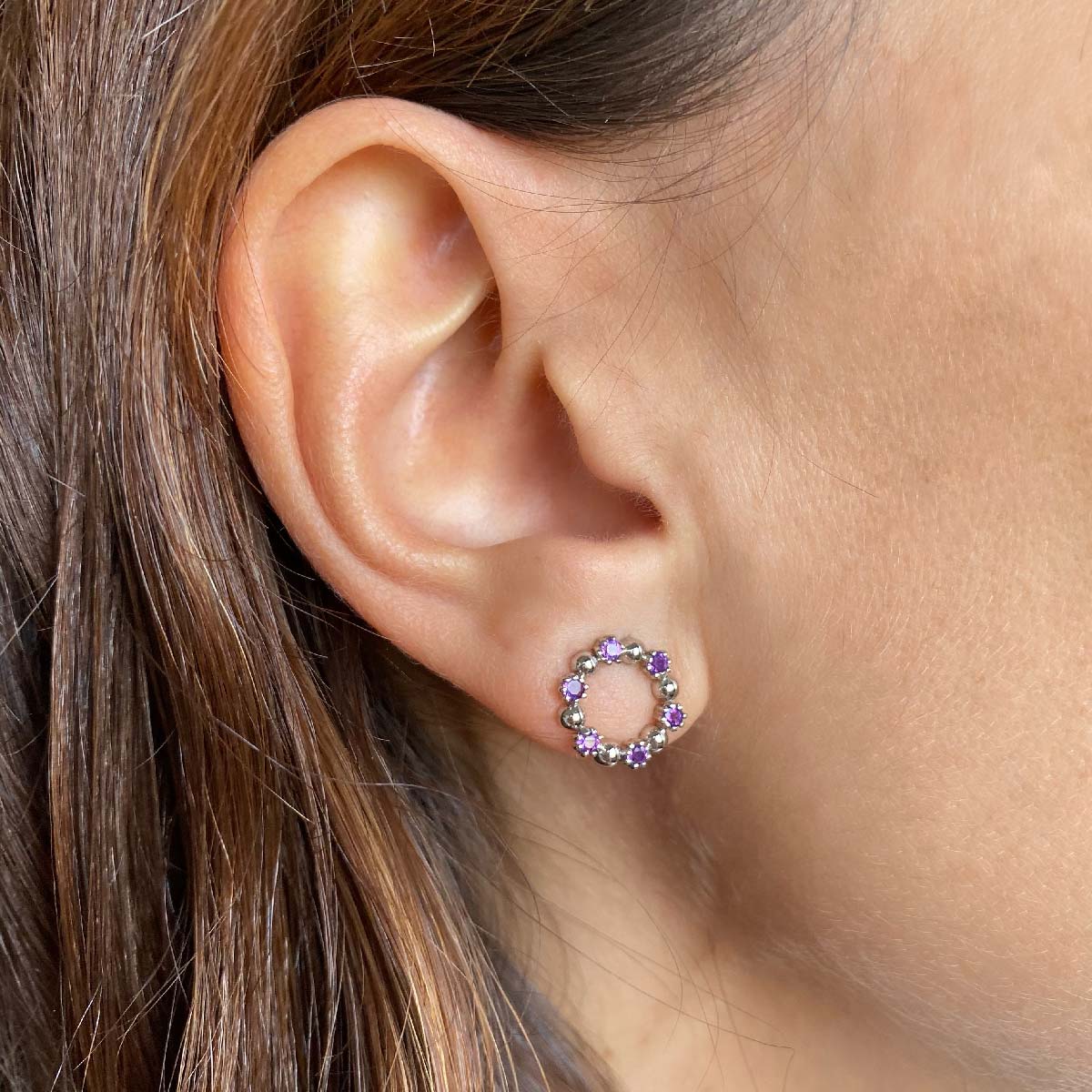 Studs Cercle Précieux - Argent & Diamant
