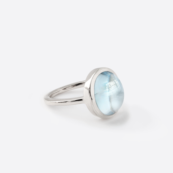 Oval Ring - Silver & Blue Topaz