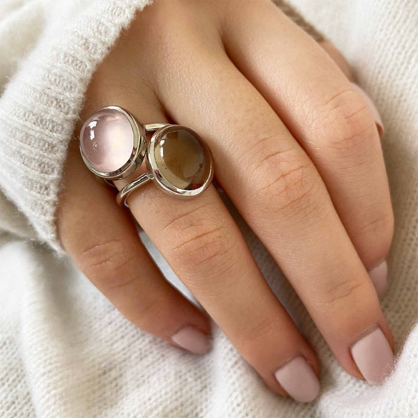 Oval Ring - Silver & Rose quartz