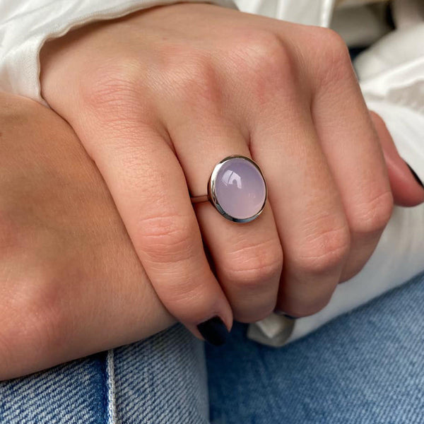 Oval Ring - Silver & Chalcedony