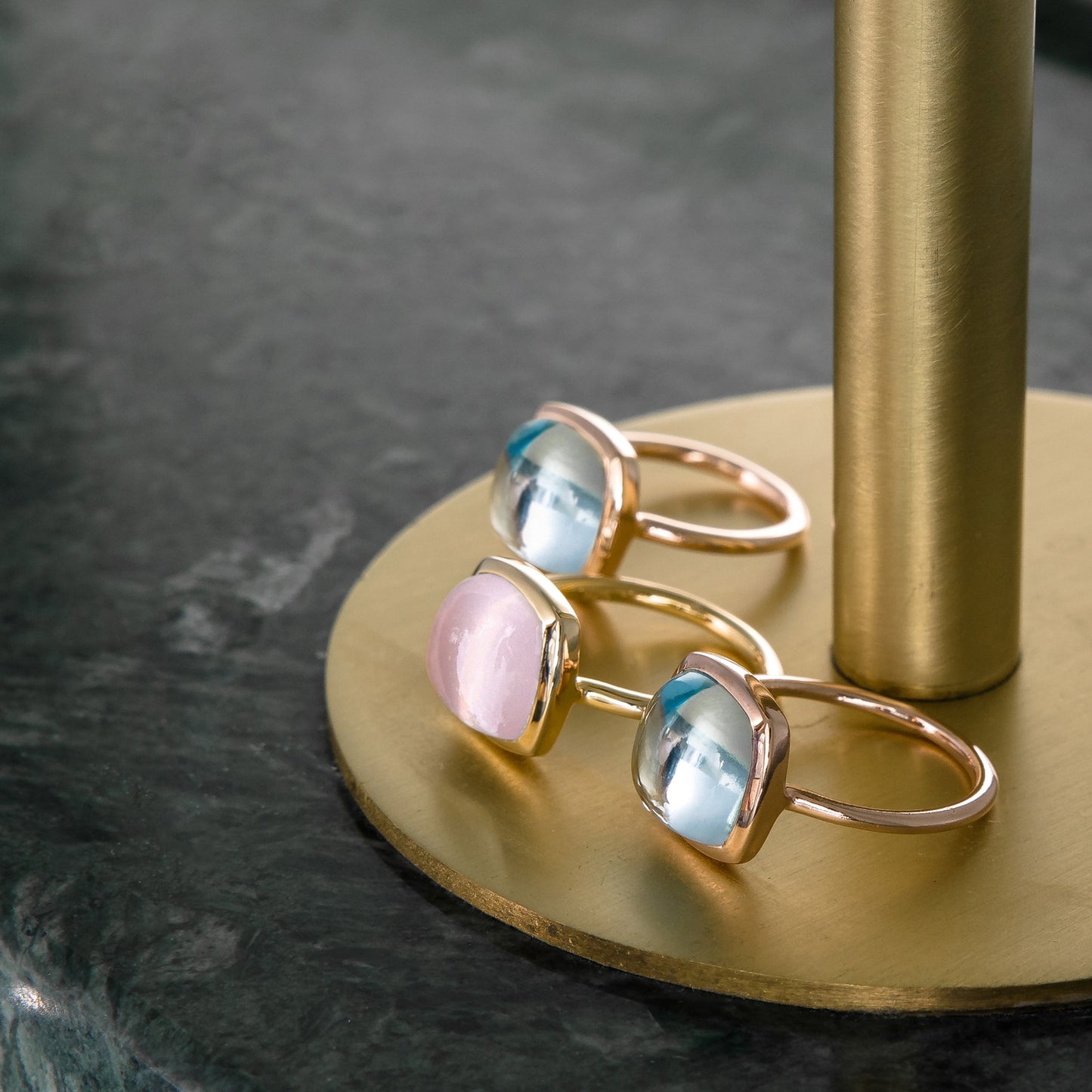 Bague Petit Coussin - Or & Quartz Rose / Taille 50