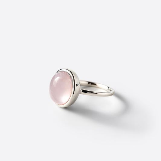 Small Oval Ring - Silver & Rose Quartz