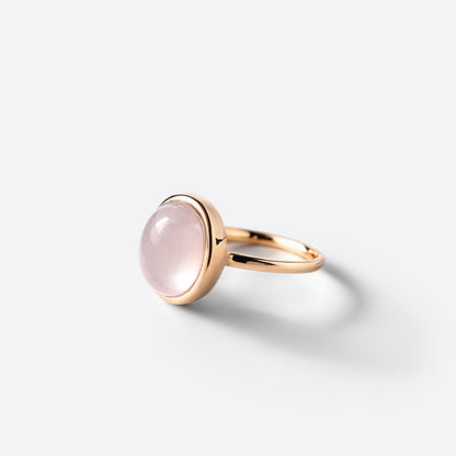 Kleiner ovaler Ring - Gold & Rosenquartz / Größe 59