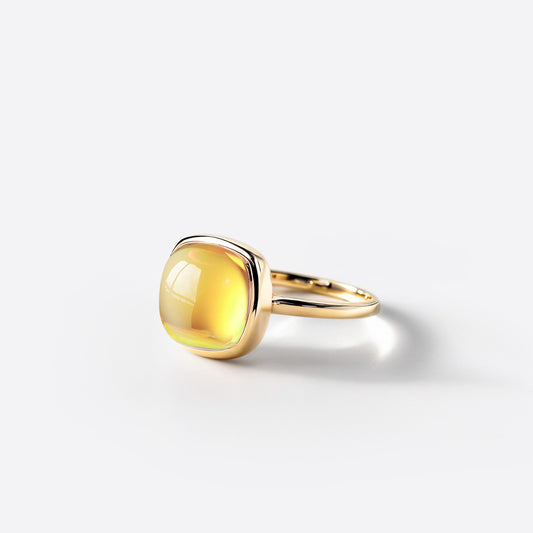Bague Petit Coussin - Argent & Citrine