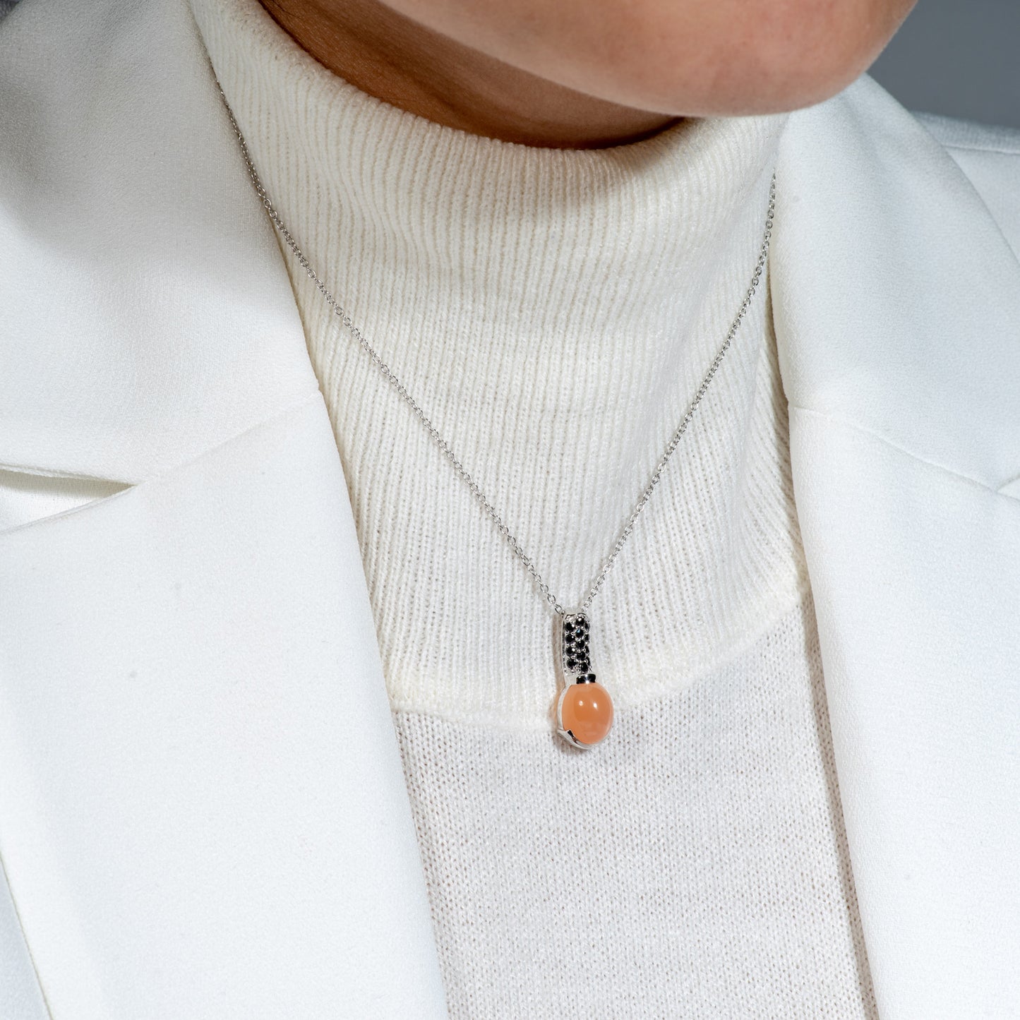 Borealis Halskette - Silber & Pfirsich Mondstein