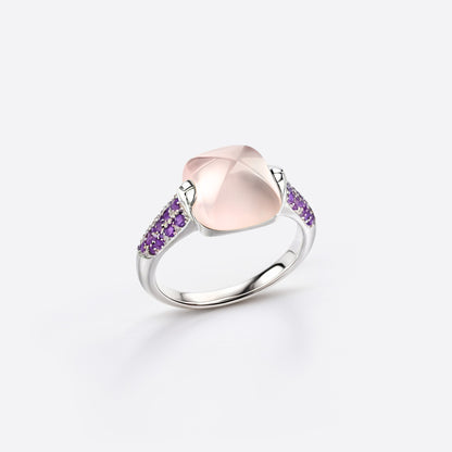 Borealis Ring - Silber & Rosenquarz