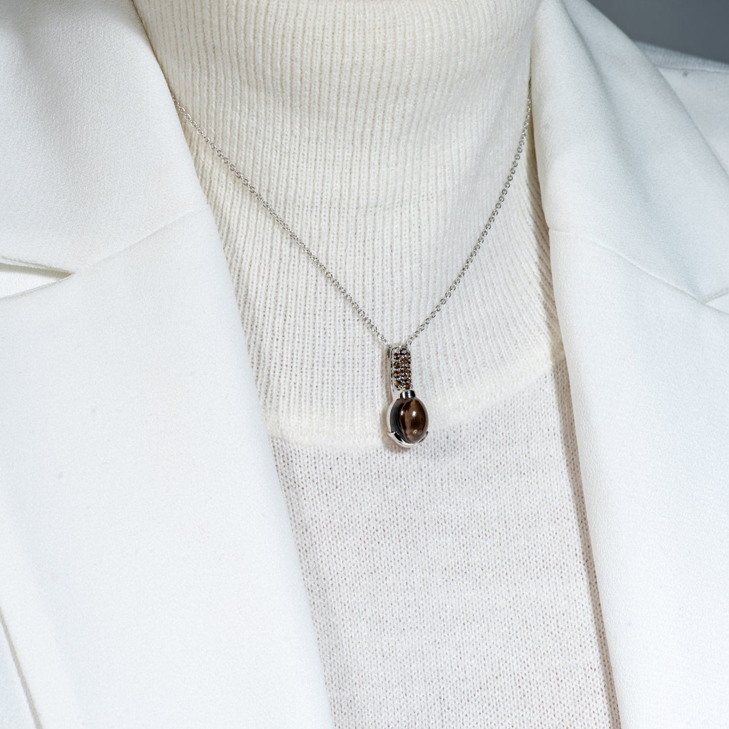 Boreal Necklace - Silver & Smoky Quartz