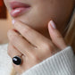 Ovaler Ring - Silber & Onyx / Größe 56