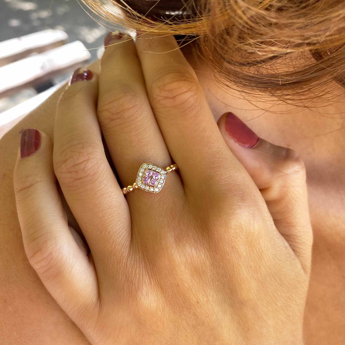 Mini Damier Ring - Silver & Blue Sapphire / Size 50