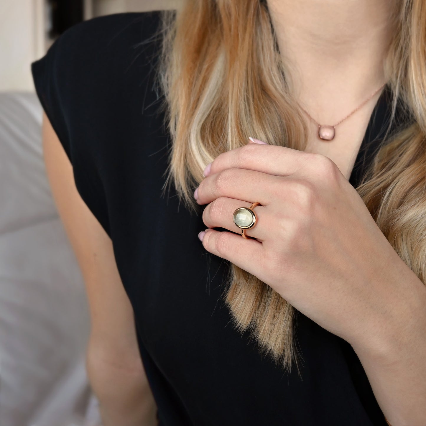 Bague petit ovale - Or & Quartz Fumé / Taille 59
