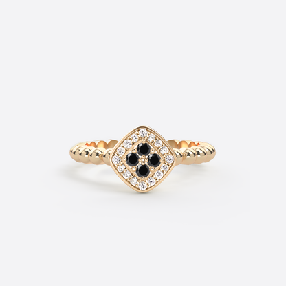 Ring Minidamier - Gold & Schwarzer Diamant / Größe 62