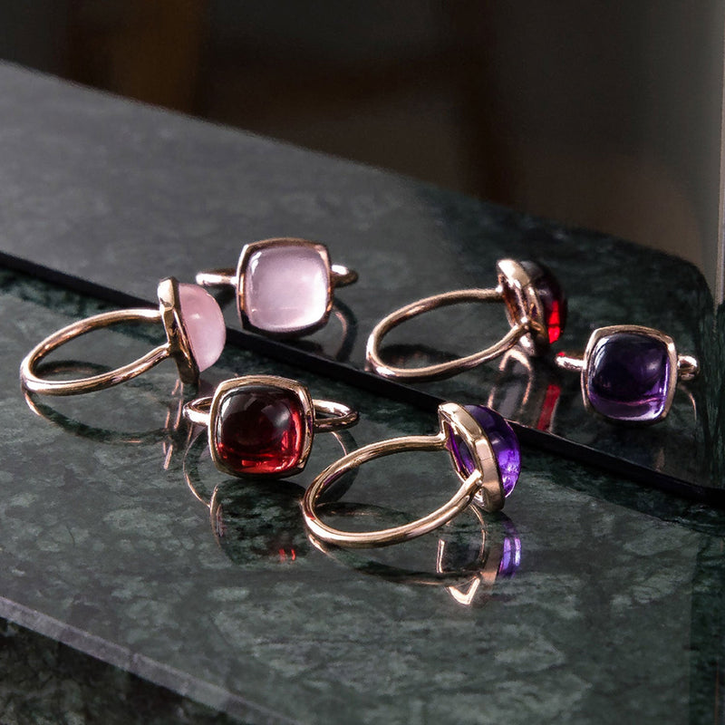 Small Cushion Ring - Gold & Prasiolite
