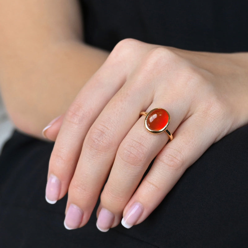 Small Oval Ring - Carnelian & Gold
