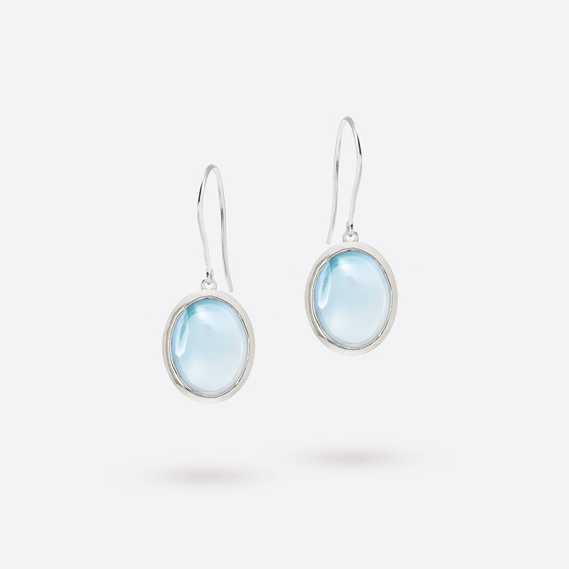 Boucles d'oreilles ovale en argent 925 et cabochon de topaze