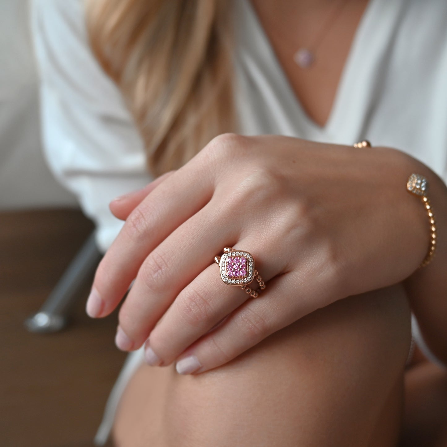 Majestueuse Ring - Silver & Pink Sapphire / Size 53